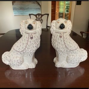 Pair of Staffordshire Porcelain Spaniel Dogs